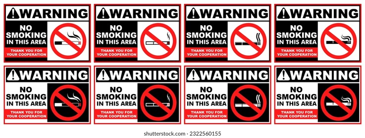 Set Collections Labels Sign No Smoking Sticker design vector illustration