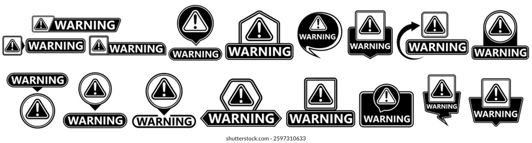 set collections labels warning sign. danger zone symbol icon design vector illustration