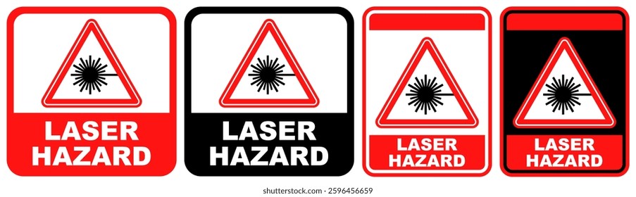set collections laser hazard sign symbol design label template vector illustration