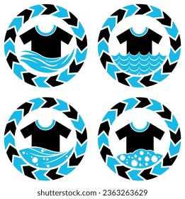 conjunto de colecciones diseño de iconos de silueta de lavandería. Ilustración vectorial del logotipo del servicio de limpieza de lavado