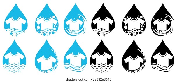 set collections laundry silhouette icon design. Laundry cleaning service logo vector illustration