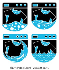 set collections laundry washing machine silhouette icon design. Laundry cleaning service logo vector illustration