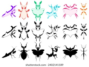 Set collections mantis icon logo. Mantis insect animal design vector illustration	
