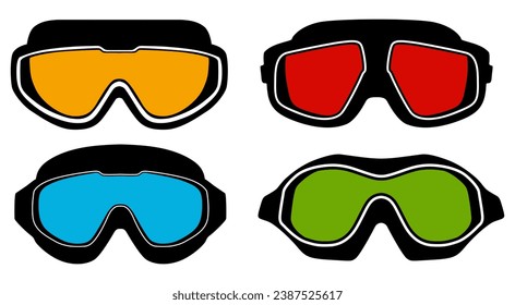 set collections motorcycle glasses icon. Sunglasses vector illustration
