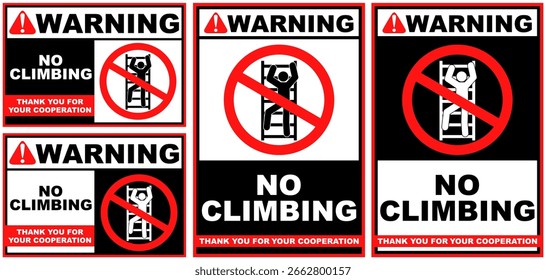 Establecer Colecciones sin señal de advertencia de escalada Ilustración vectorial de diseño de Plantilla