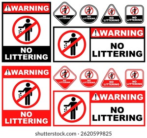 Set Collections no littering hat warning sign template design vector illustration