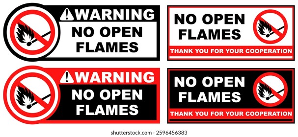 Set Collections no open flames warning sign template design vector illustration