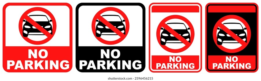 set collections no parking prohibited sign symbol design label template vector illustration