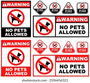 Set Collections no pets allowed warning sign template design vector illustration