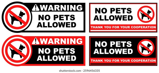 Set Collections no pets allowed warning sign template design vector illustration