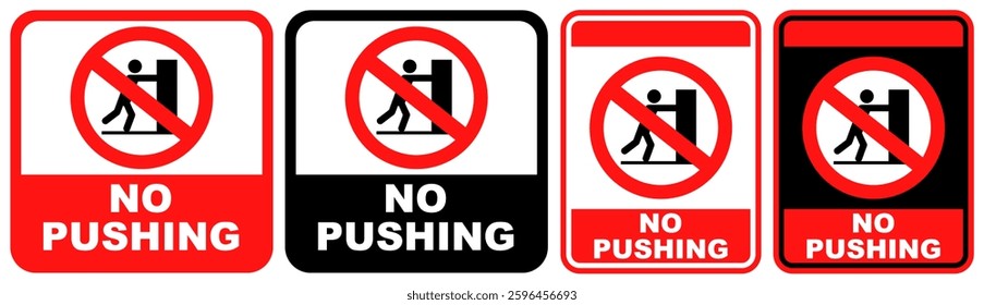 set collections no pushing prohibited sign symbol design label template vector illustration