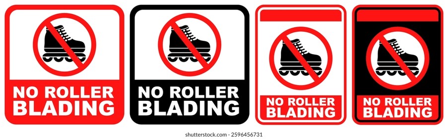 set collections no rollerblading prohibited sign symbol design label template vector illustration
