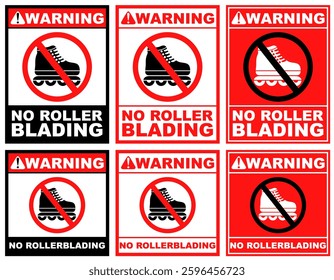 Set Collections no rollerblading warning sign template design vector illustration