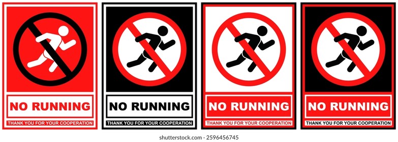set collections no running prohibited sign symbol design label template vector illustration