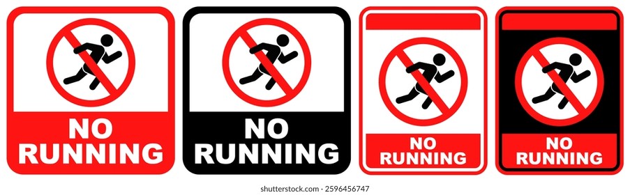 set collections no running prohibited sign symbol design label template vector illustration