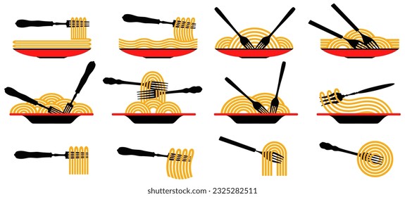 Establecer la plantilla de diseño de iconos de logotipo de fideos de colecciones. Ilustración vectorial Pasta spaghetti