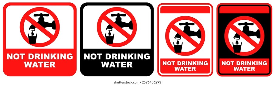 set collections not drinking water prohibited sign symbol design label template vector illustration