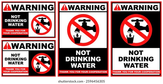 Set Collections not drinking water warning sign template design vector illustration