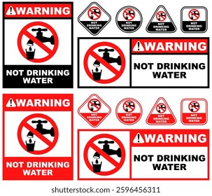Set Collections not drinking water warning sign template design vector illustration	
