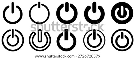 set collections power button icon On Off symbol. Power switch button sign. start and stop button template design vector illustration