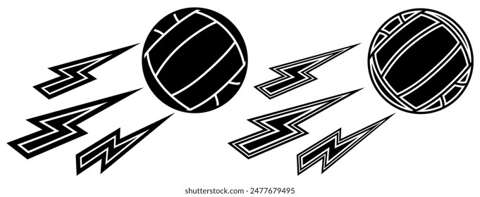 set collections power shoot Water polo Ball lightning icon design template vector illustration