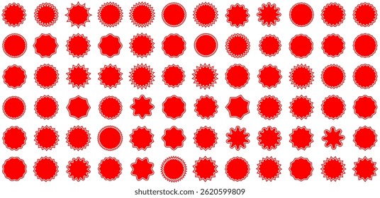 set collections red Starburst. sunburst badges symbol promotional sale sticker design vector illustration