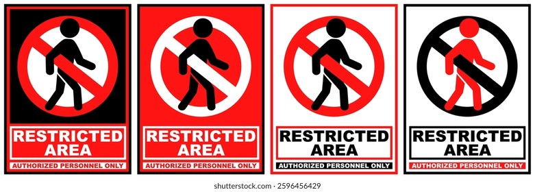 set collections restricted area prohibited sign symbol design label template vector illustration