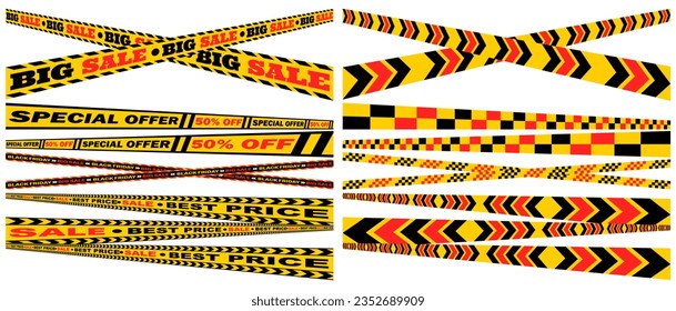 set collections sale tape, special offer, black Friday. Big sale line strip vector illustration
