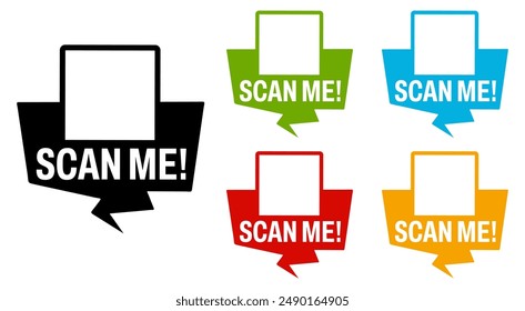 Set colecciones scan me icon. inscription Etiquetas de código de barras para pago y Ilustración vectorial de diseño de Plantilla de identidad