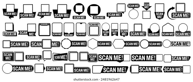 Set collections scan me QR codes icon sign. inscription Barcode for payment and information labels template design vector illustration
