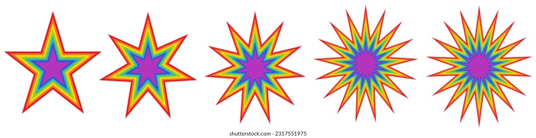 set collections shining rainbow stars icon vector illustration