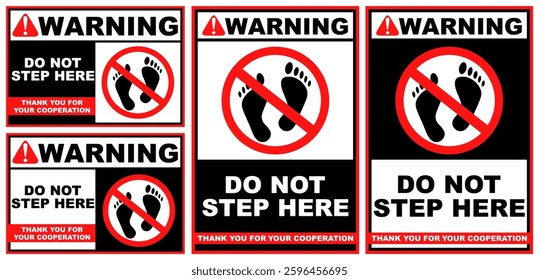 Set Collections sign do not step here warning sign template design vector illustration