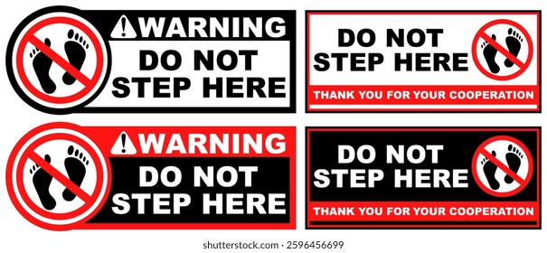 Set Collections sign do not step here warning sign template design vector illustration