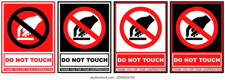 Set Collections sign do not touch warning sign template design vector illustration