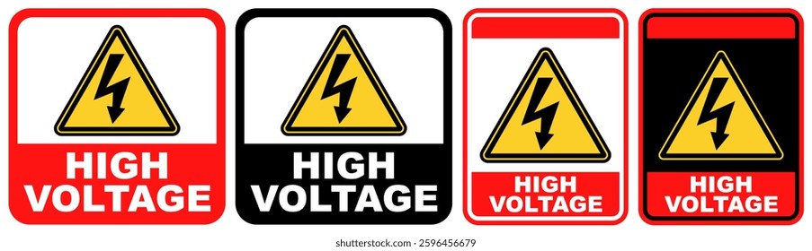 Set Collections sign high voltage. Electric shock danger sign template design vector illustration