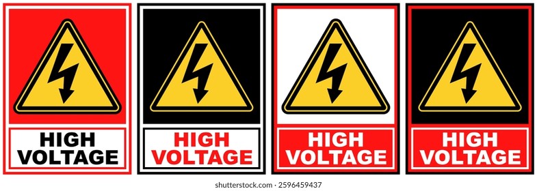 Set Collections sign high voltage. Electric shock danger sign template design vector illustration