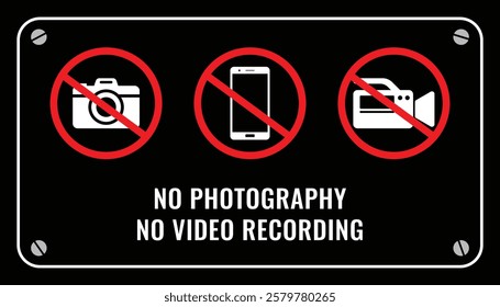 Set Collections sign no photography. no video recording warning template design vector illustration