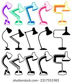 Set collections study lamps trendy icon design. Lamps interior Vector illustration