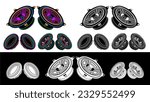 set collections subwoofer icon symbol. Car speaker vintage monochrome design. Audio Sound vector illustration