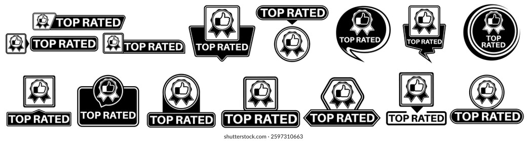 set collections top rated labels sign. top seller symbol best seller icon design vector illustration
