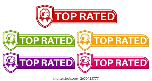 Set collections top rated trendy colorful icon sign. best choice symbol certified badge labels design template Vector illustration