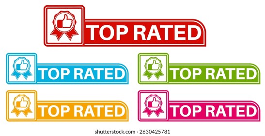 Set collections top rated trendy colorful icon sign. best choice symbol certified badge labels design template Vector illustration