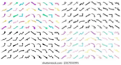 Set collections trendendy Pfeil up and down Symbol Vektorgrafik