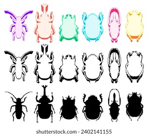 Set collections trendy Beetles icon logo. Beetle insect animal design vector illustration