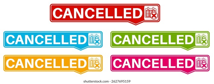 Set collections trendy colorful cancelled icon sign. cancellation symbol labels design template Vector illustration