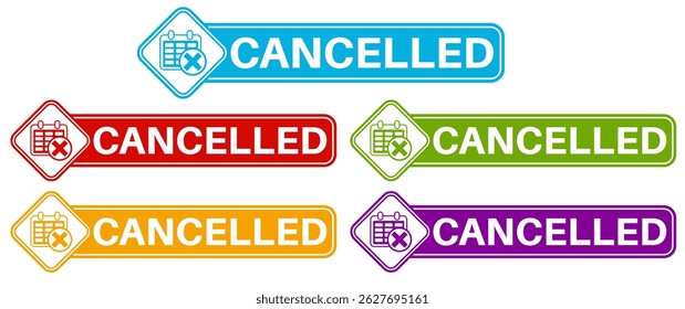 Set collections trendy colorful cancelled icon sign. cancellation symbol labels design template Vector illustration