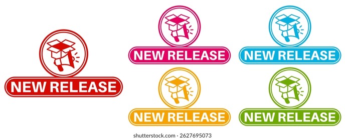 Set collections trendy colorful new release icon sign. new launch symbol labels design template Vector illustration