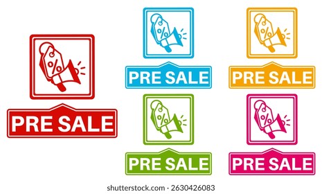 Set collections trendy colorful pre sale icon sign. sale promotion symbol banner labels design template Vector illustration