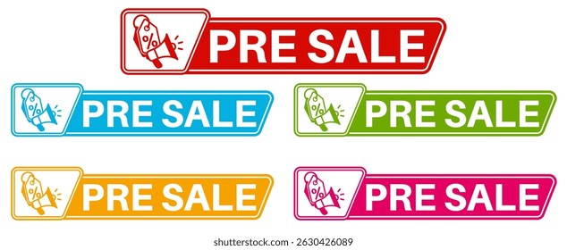 Set collections trendy colorful pre sale icon sign. sale promotion symbol banner labels design template Vector illustration