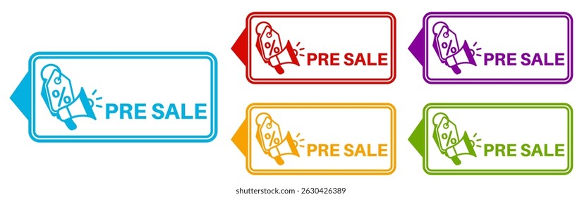 Set collections trendy colorful pre sale icon sign. sale promotion symbol banner labels design template Vector illustration